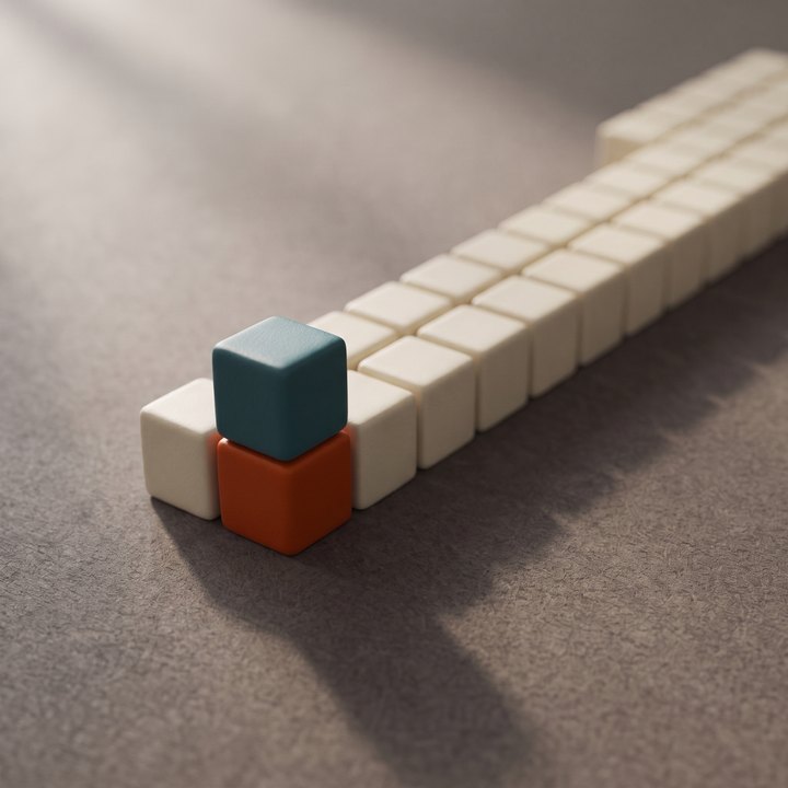 Filas de cubos con un cubo teal marcando el control